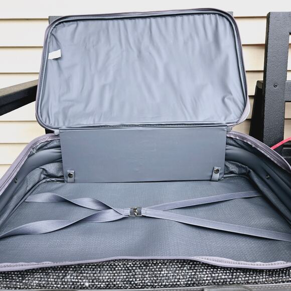 Oscar de la Renta Vintage Suitcase travel bag wheels tweed gray 25 inch - Picture 16 of 17